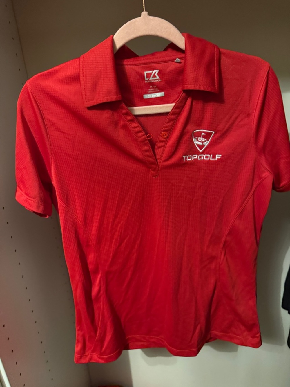 Cutter & Buck Women's Red Topgolf Polo Button Down Shirt